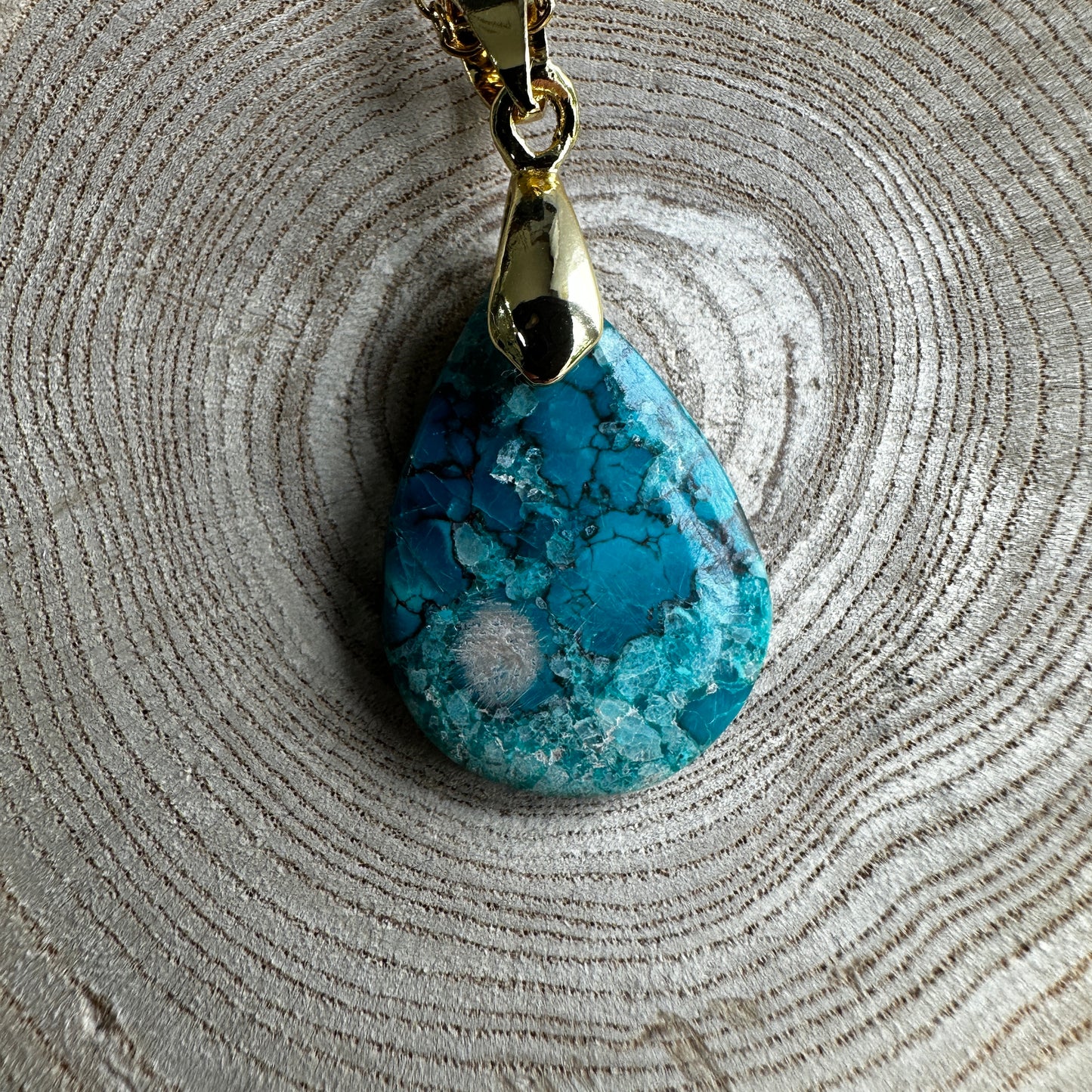 Pendentif Chrysocolle du Pérou – Pierre de paix intérieure et de transformation douce | Réf. 203