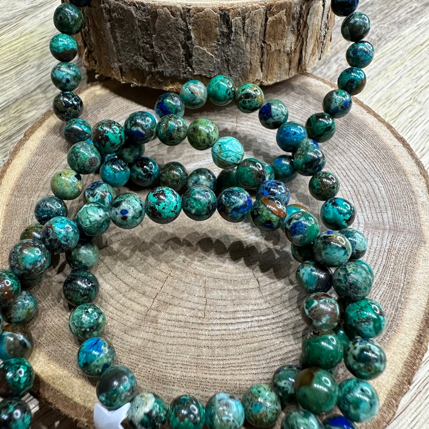 Bracelet Chrysocolle du Pérou 6mm – Introspection, Paix intérieure et Purification émotionnelle (Qualité AA)