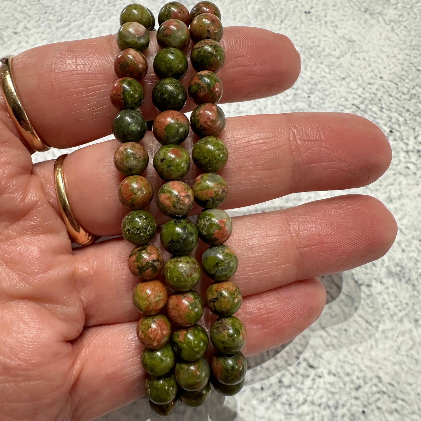 Bracelet Unakite 6mm – Guérison émotionnelle et soutien osseux (Qualité A)