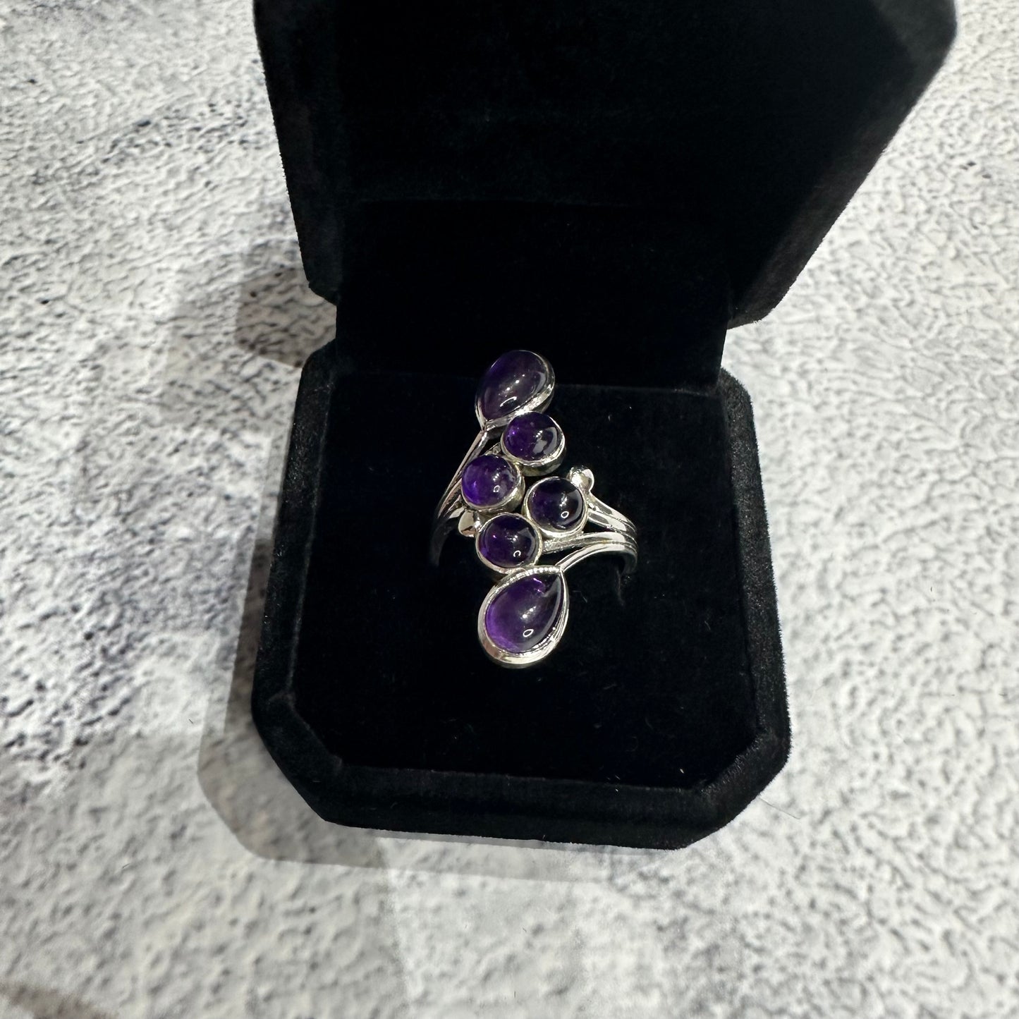 Bague argent 925 réglable Améthyste (Modèle 1)