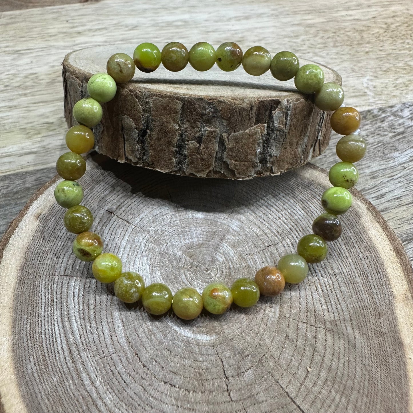 Bracelet Opale Verte 6mm – Émotions, Lâcher-prise et Éveil énergétique (Qualité AA)