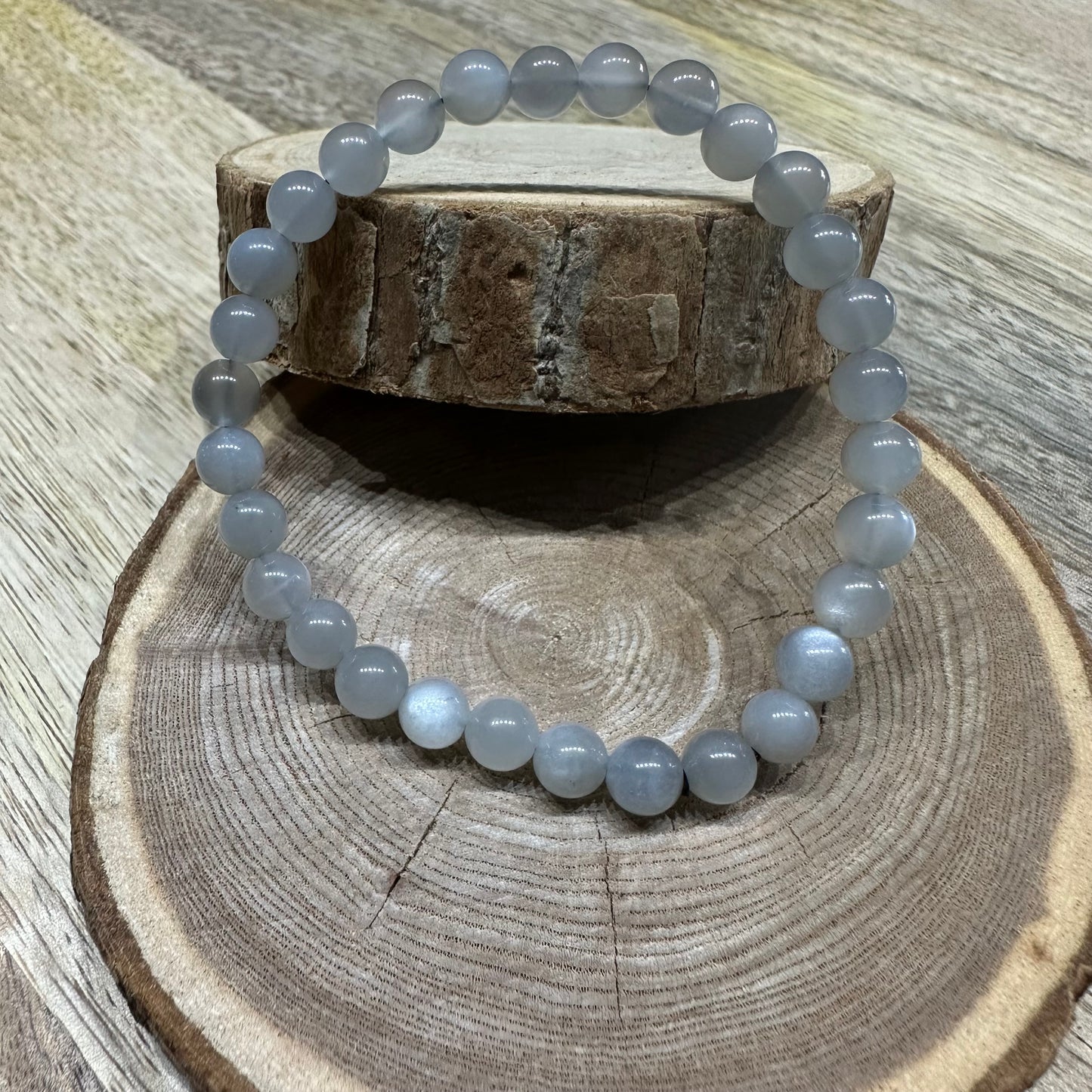 Bracelet Pierre de Lune grise 6mm – Féminité, fertilité et apaisement (Qualité AA+)