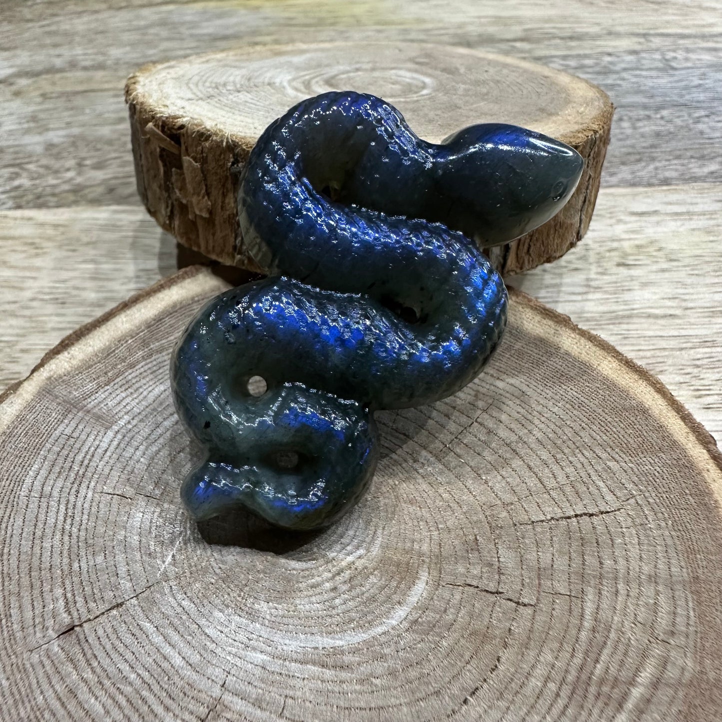 Serpent en Labradorite 60mm – Protection, Transformation et Intuition – Qualité AA+