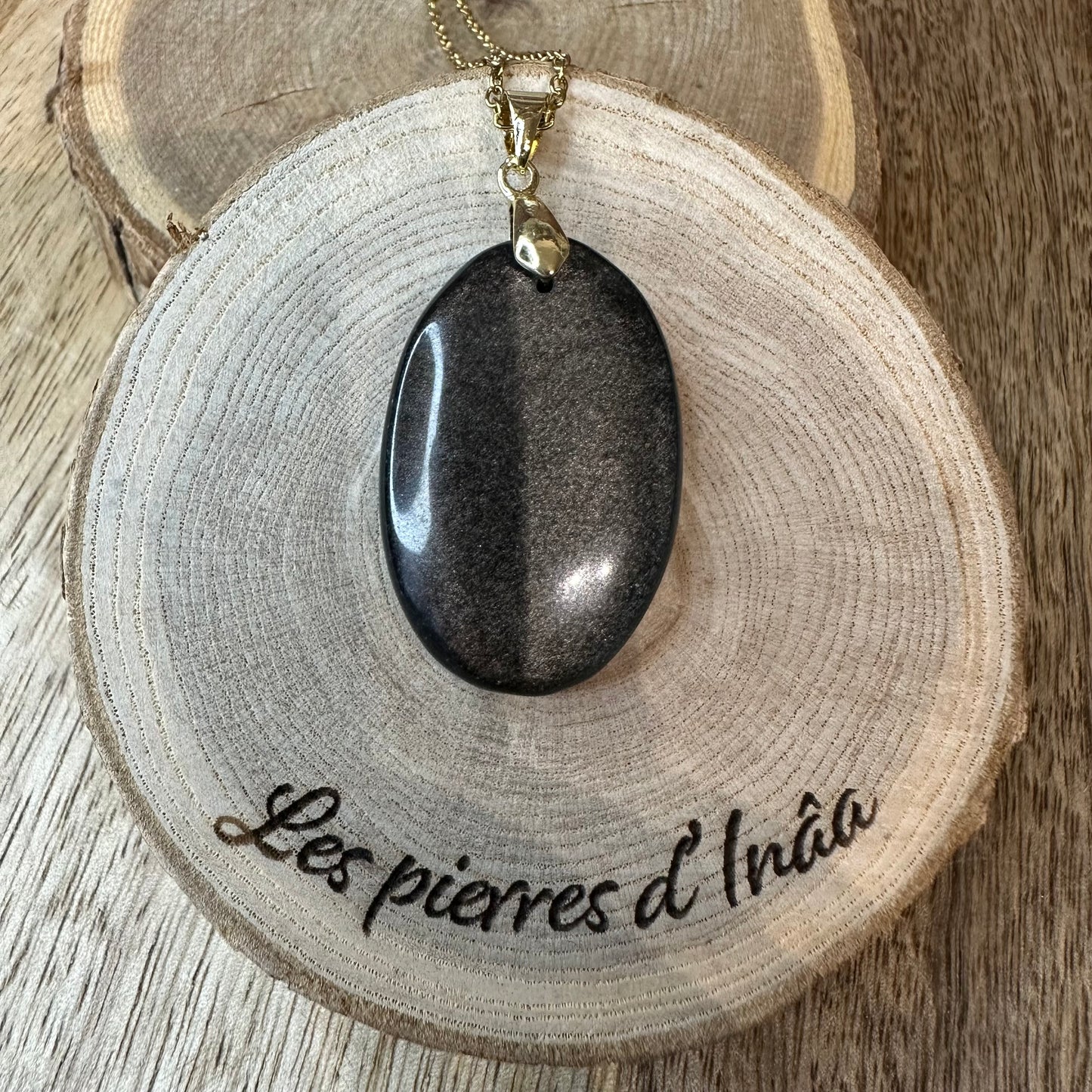 Pendentif Obsidienne Argentée – Protection, Libération | Réf. 446