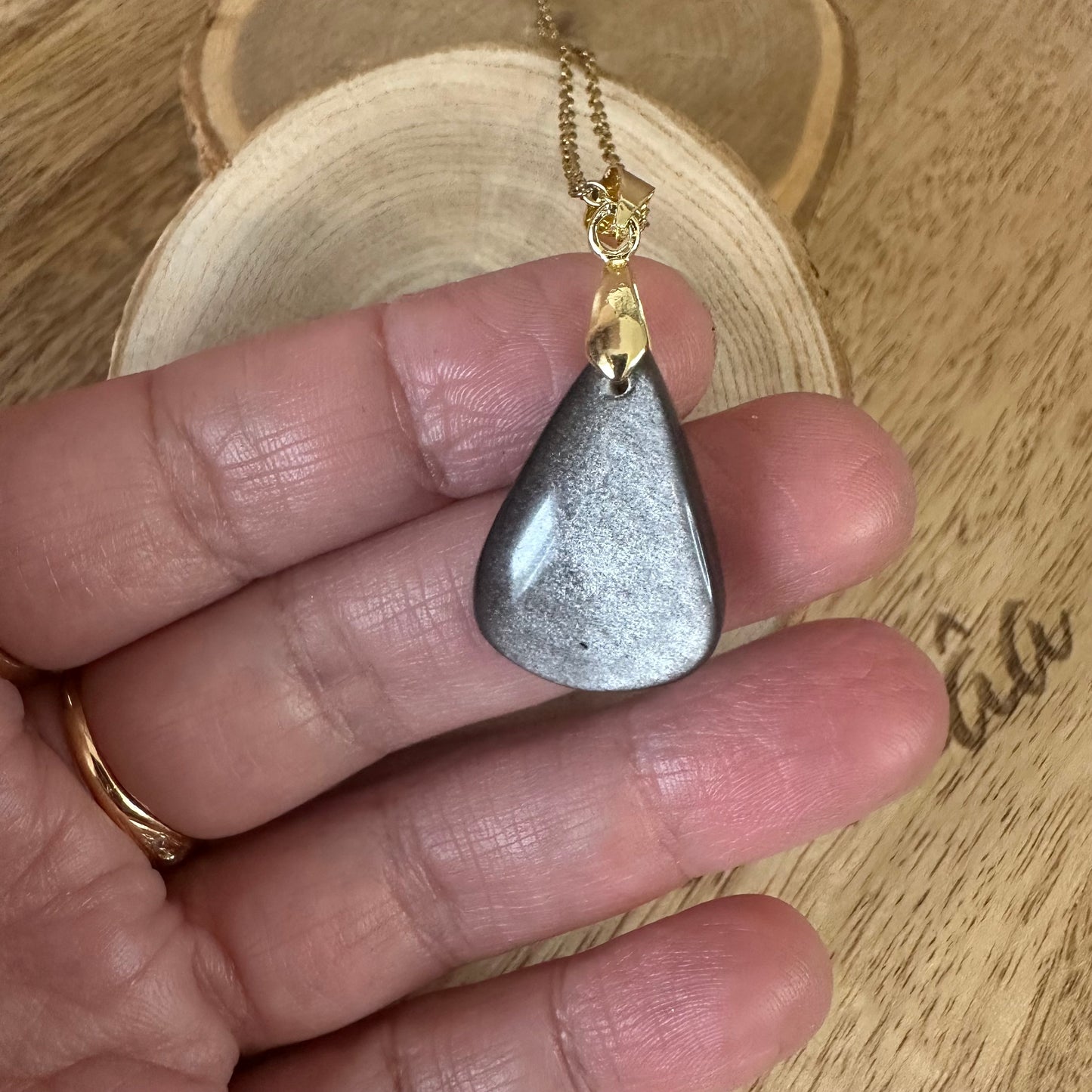 Pendentif Obsidienne Argentée – Protection, Libération | Réf. 285