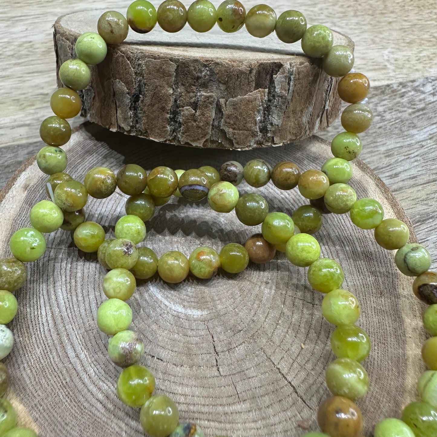 Bracelet Opale Verte 6mm – Émotions, Lâcher-prise et Éveil énergétique (Qualité AA)