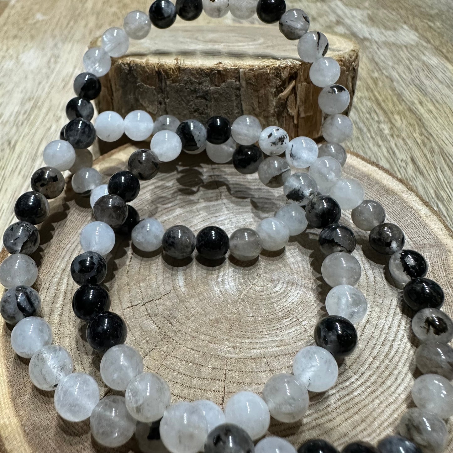 Bracelet Cristal de Roche avec Tourmaline Noire 6mm – Ancrage, Protection et Purification (Qualité A)