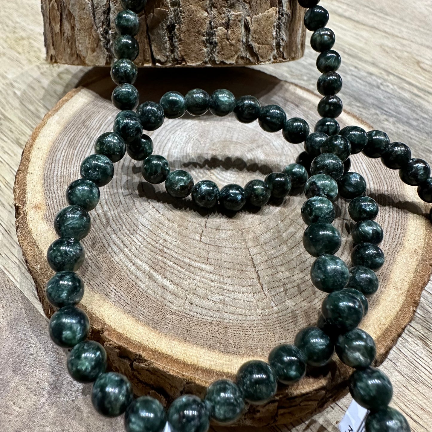 Bracelet Séraphinite 6mm – Harmonie, Guidance spirituelle et Éveil du cœur (Qualité AA)
