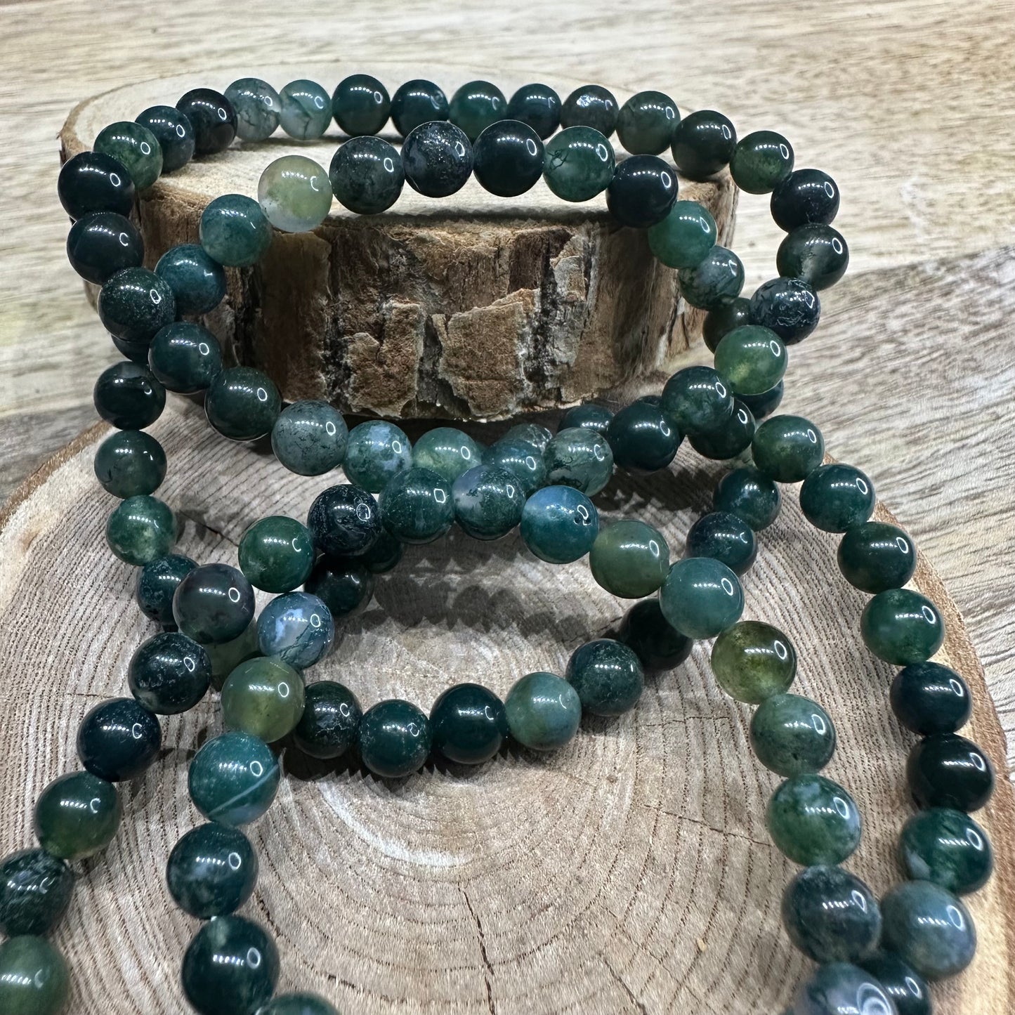 Bracelet Agate Mousse 6mm – Ancrage, Apaisement et Libération émotionnelle (Qualité A)