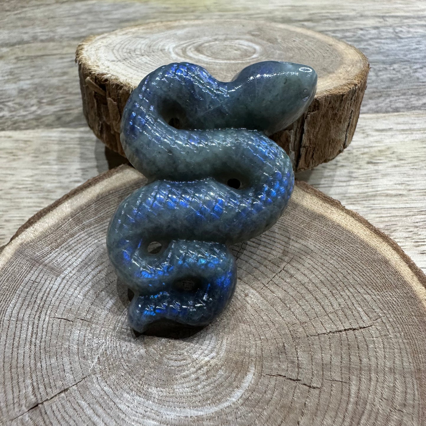 Serpent en Labradorite 60mm – Protection, Transformation et Intuition – Qualité AA+