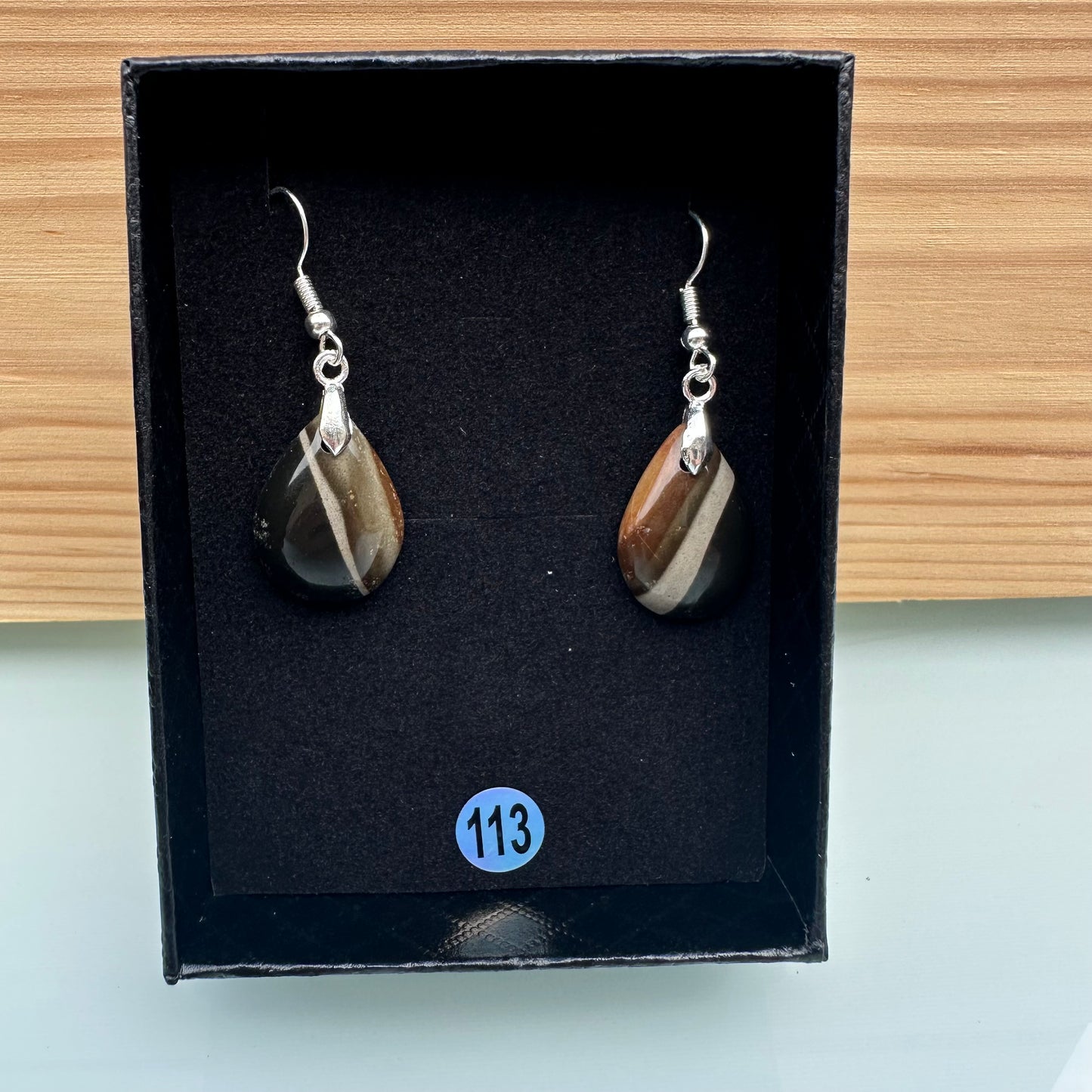 Boucles d’oreilles en Jaspe Polychrome – Protection et Confiance REF 113
