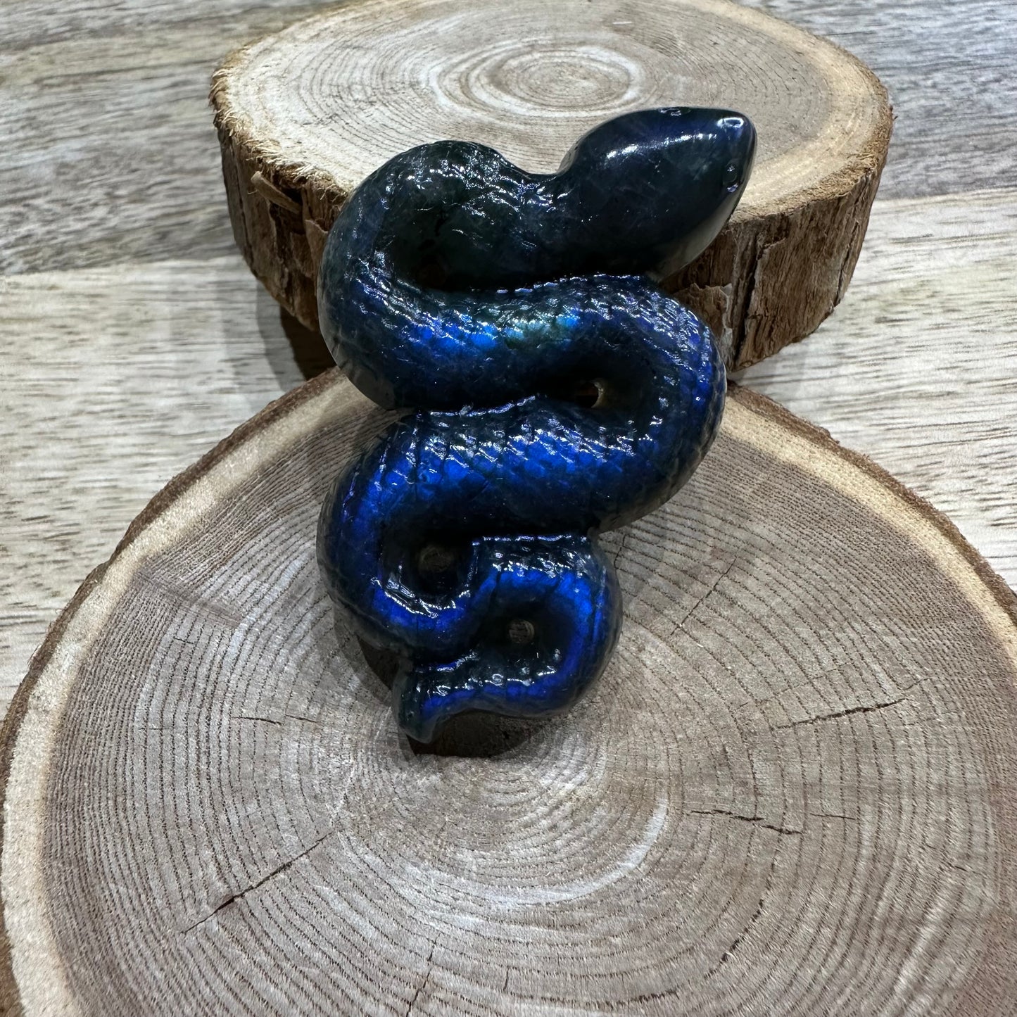 Serpent en Labradorite 60mm – Protection, Transformation et Intuition – Qualité AA+