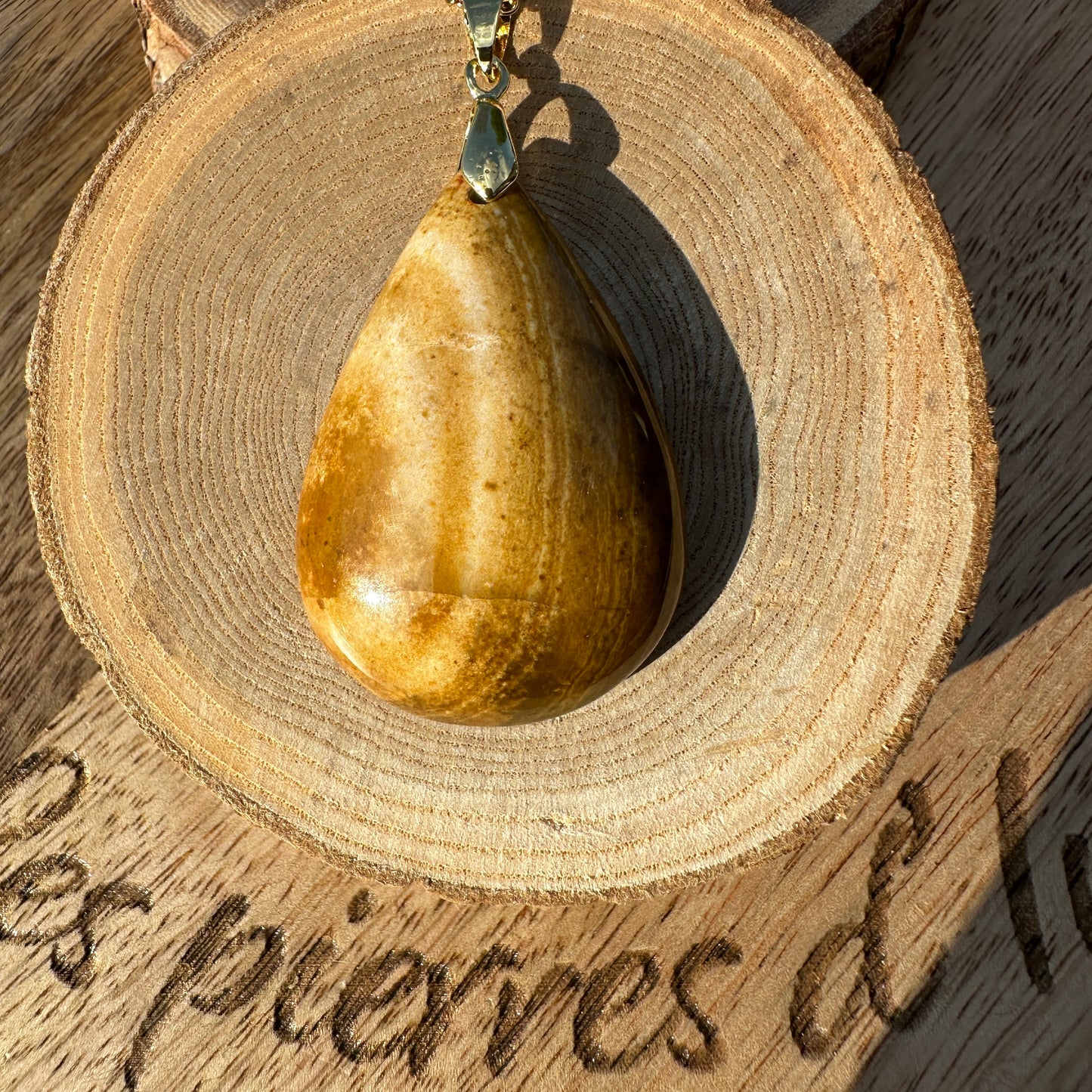 Pendentif Jaspe Jaune – Estime de soi & joie intérieure (Réf. 48)