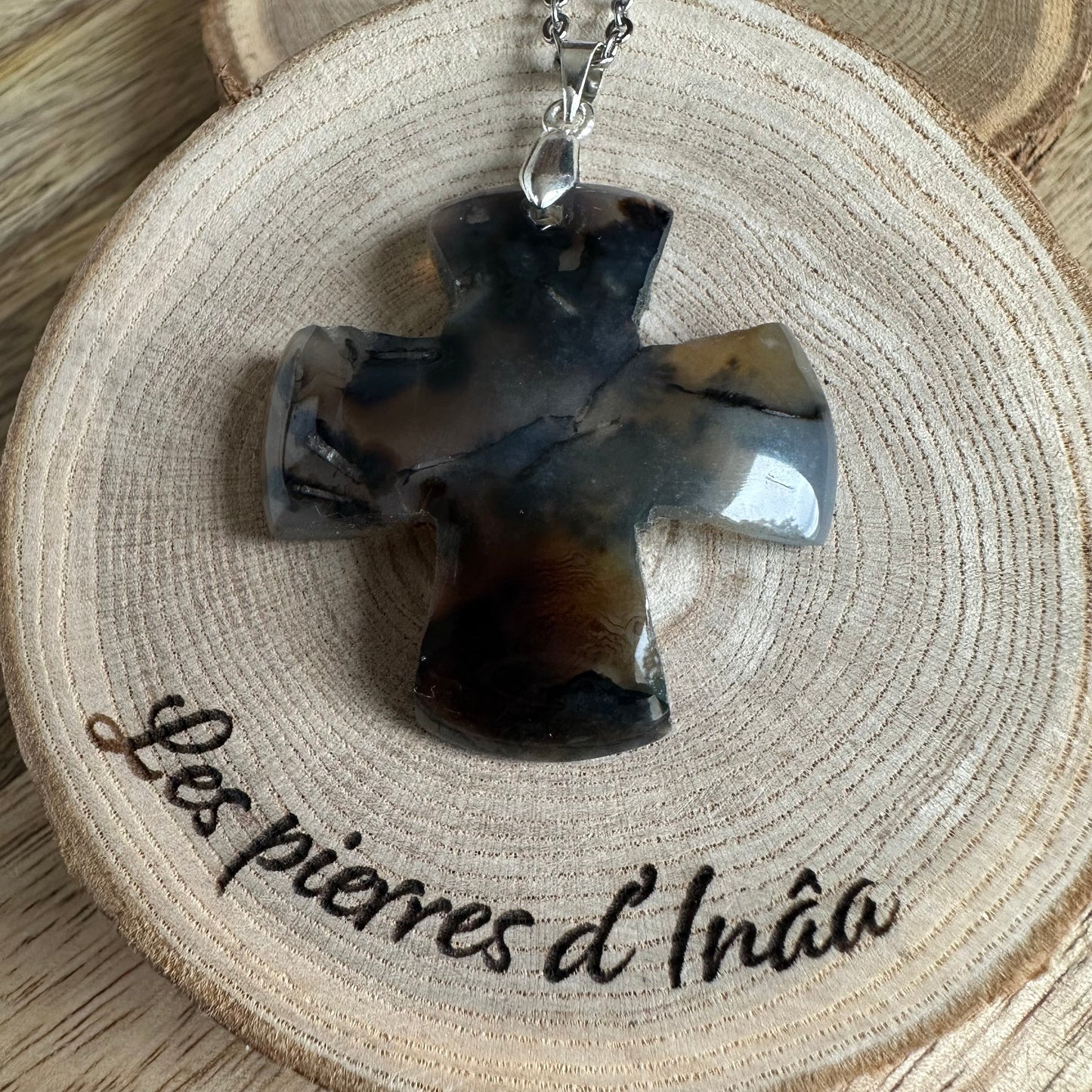 Pendentif Merlinite / Agate Dendritique – Connexion spirituelle et connaissance de soi - ref 228