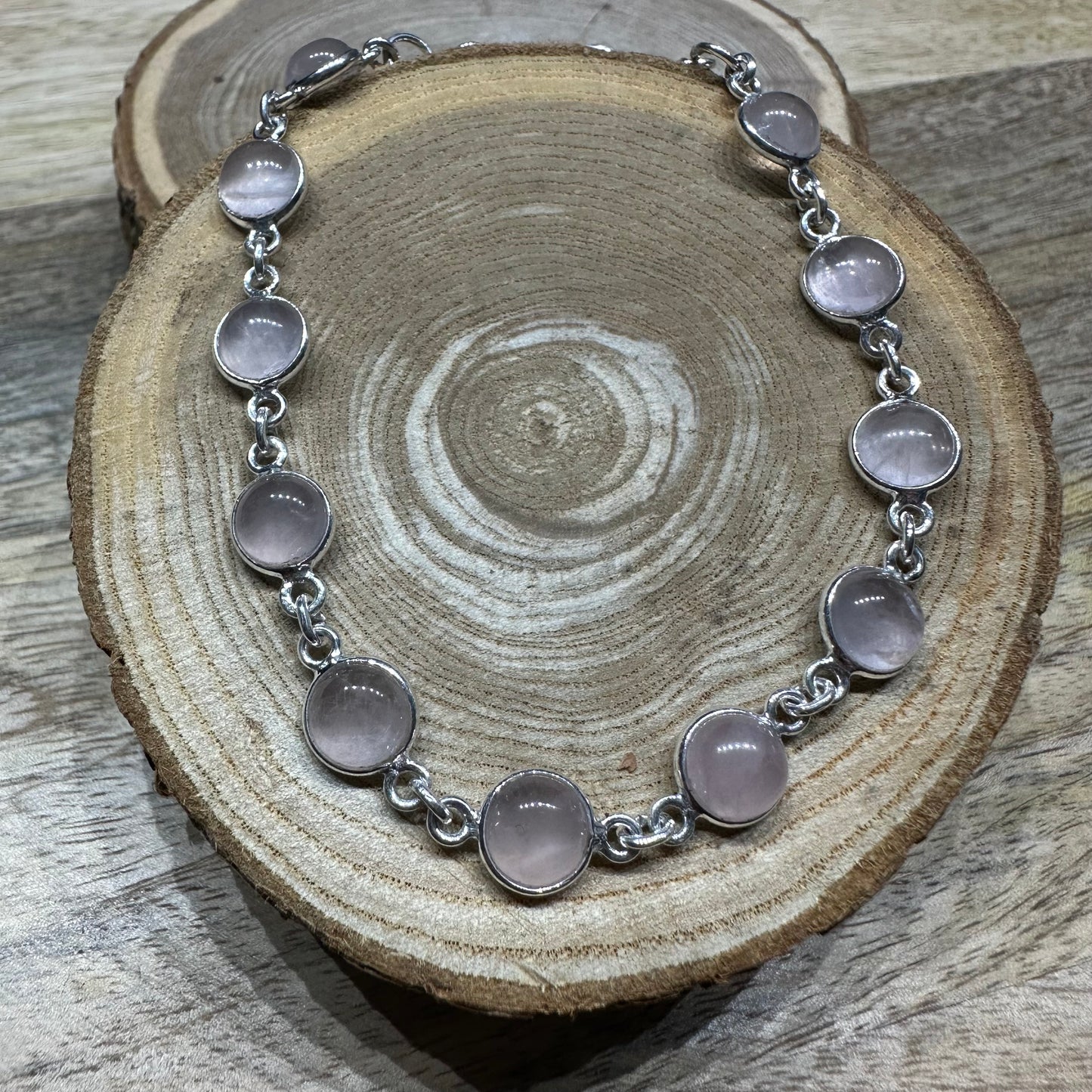 Bracelet argent 925 Quartz rose (modèle 1)