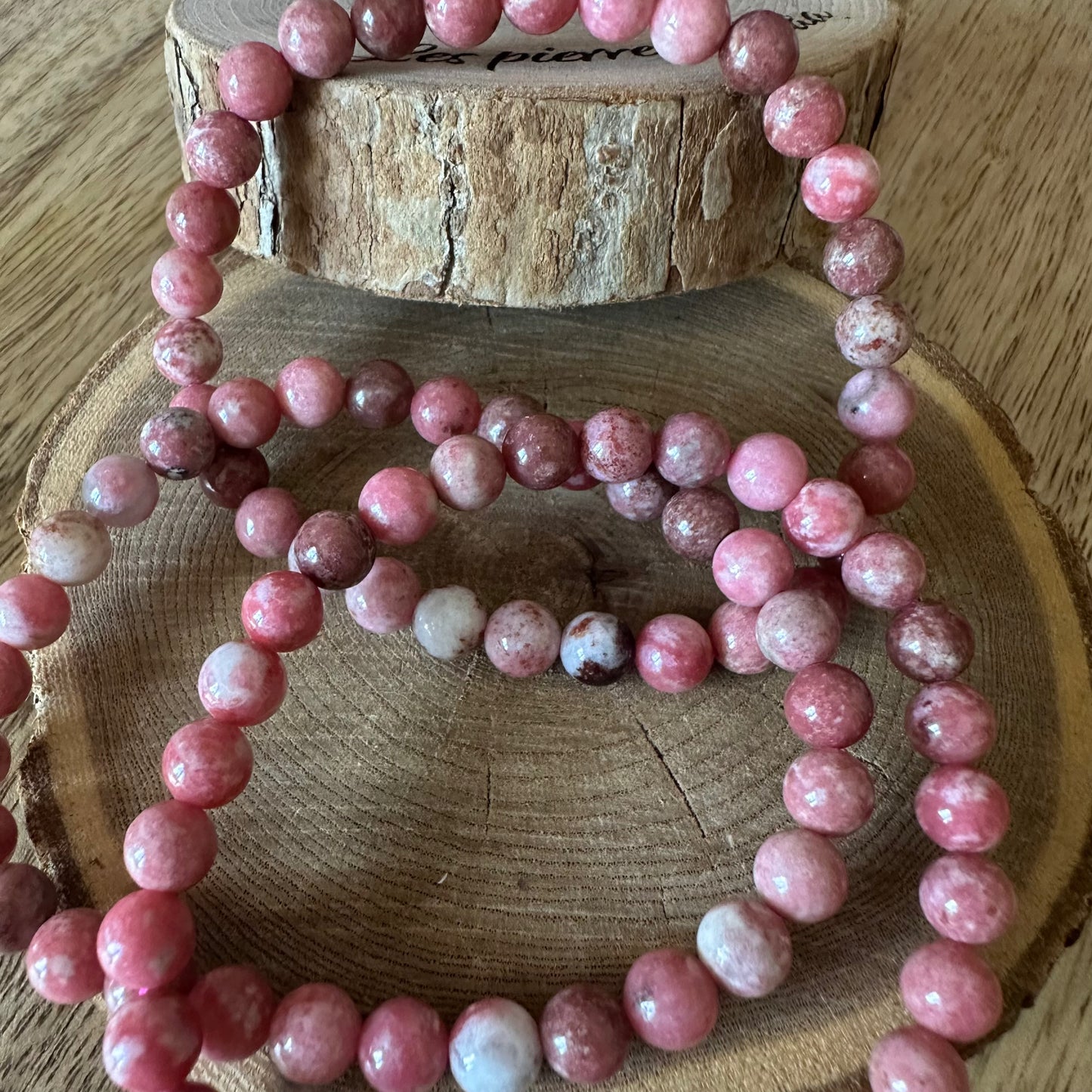 Bracelet Thulite – Positivité, Joie et Bienveillance - (Qualité A)
