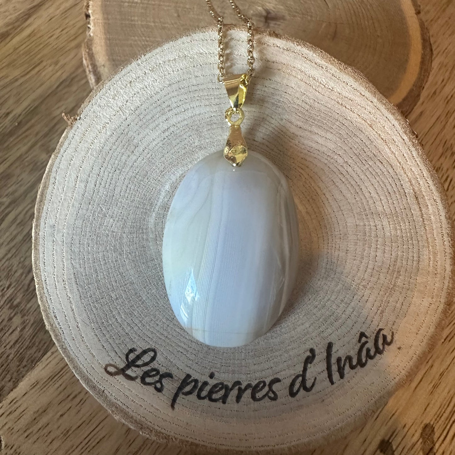 Pendentif Agate du Botswana – Optimisme, apaisement et estime de soi REF 72