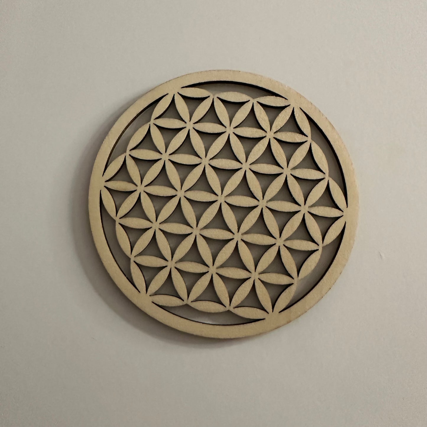 Plaque en Bois Creusée – Fleur de Vie – Purification & Rechargement – Fabriquée en France
