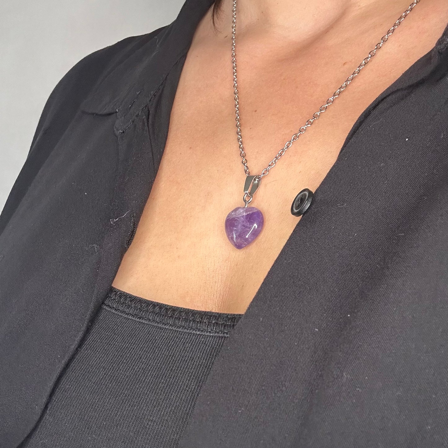 Pendentif Cœur Améthyste (Qualité A) – Sérénité, sagesse et apaisement émotionnel