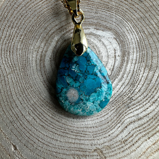 Pendentif Chrysocolle du Pérou – Pierre de paix intérieure et de transformation douce | Réf. 203