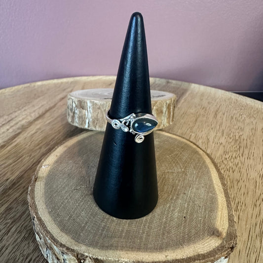 Bague argent 925 réglable Labradorite (Modèle élégance mystique)