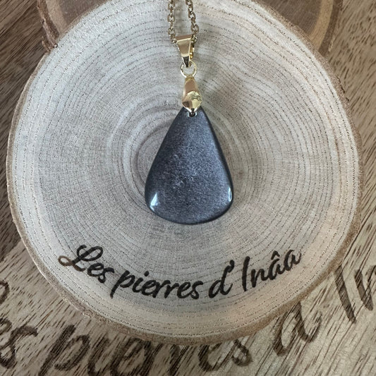 Pendentif Obsidienne Argentée – Protection, Libération | Réf. 285