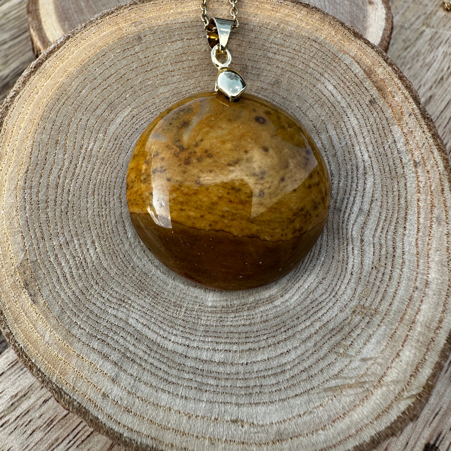 Pendentif Jaspe Jaune – Estime de soi & joie intérieure (Réf. 47)