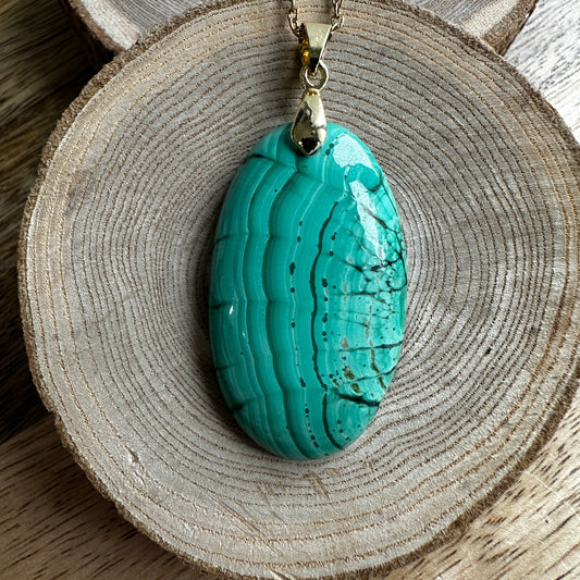 Pendentif Malachite XL– Soulagement physique et protection énergétique – REF 212