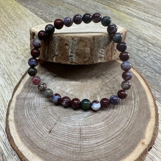 Bracelet Agate Crazy Lace Rouge 6mm – Apaisement, Confiance et Ancrage (Qualité AA)