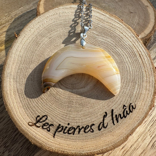 Pendentif Agate du Botswana – Optimisme, apaisement et estime de soi (Qualité extra) REF 27