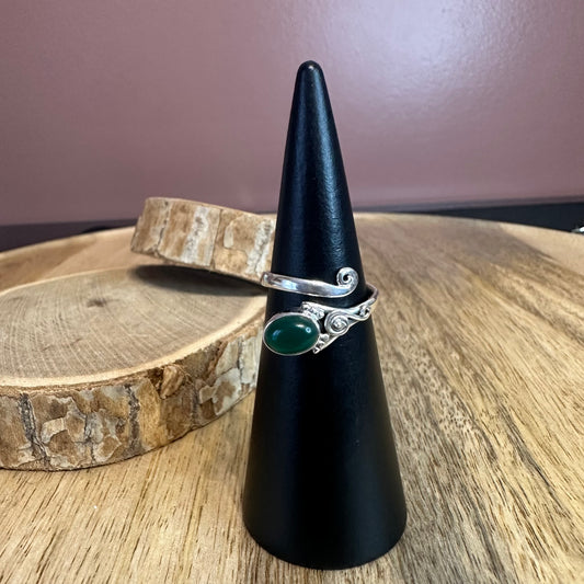 Bague argent 925  Fluorite Verte – Clarté mentale, Décision et Protection douce (modèle Lien Ancestral)