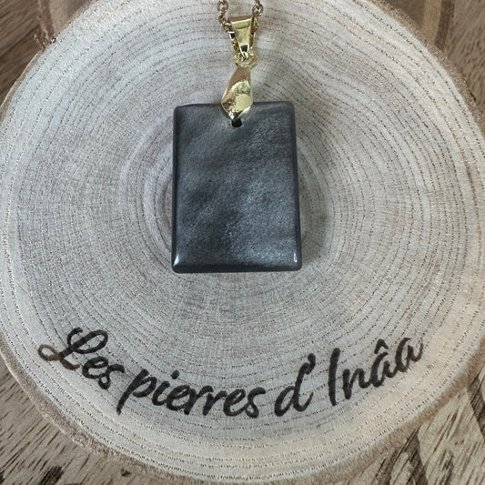Pendentif Obsidienne Argentée – Protection, Libération | Réf. 286