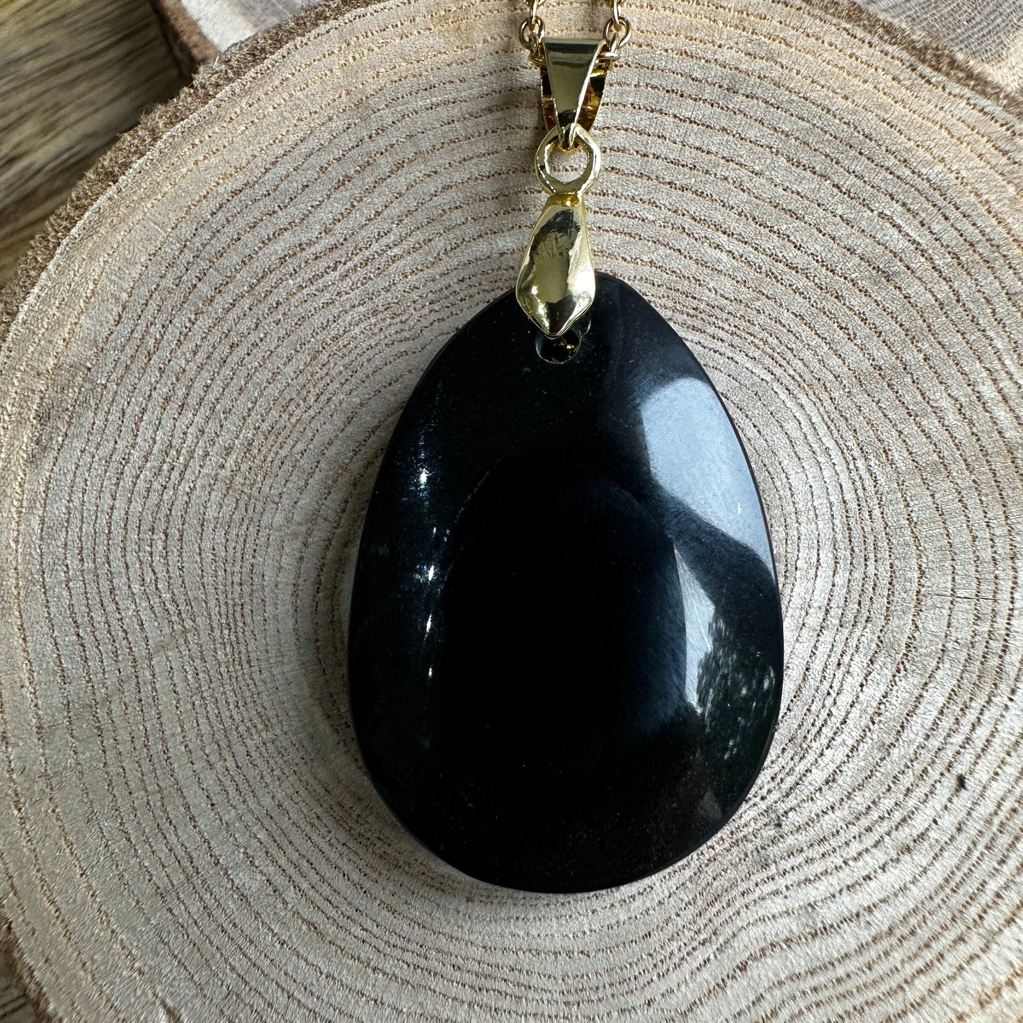 Pendentif Obsidienne Argentée – Protection, Libération | Réf. 233