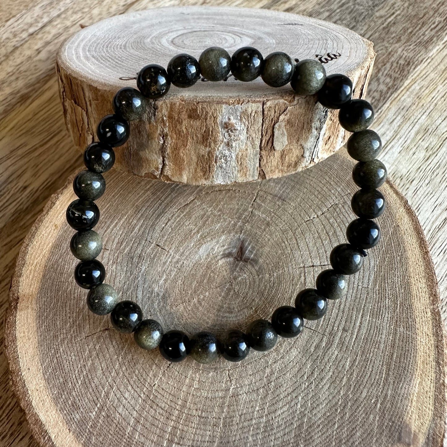 Bracelet en Obsidienne Dorée – Pierre de libération émotionnelle et d’ancrage puissant (Qualité AA)