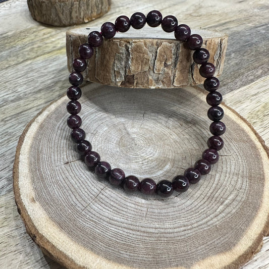 Bracelet Grenat Rouge 6mm – Vitalité, Courage et Ancrage (Qualité A)