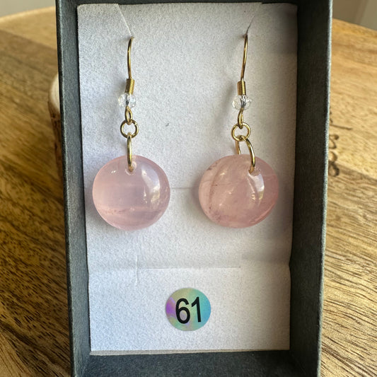 Boucles d'oreilles Quartz rose – Amour, Douceur et Guérison Émotionnelle – REF 61