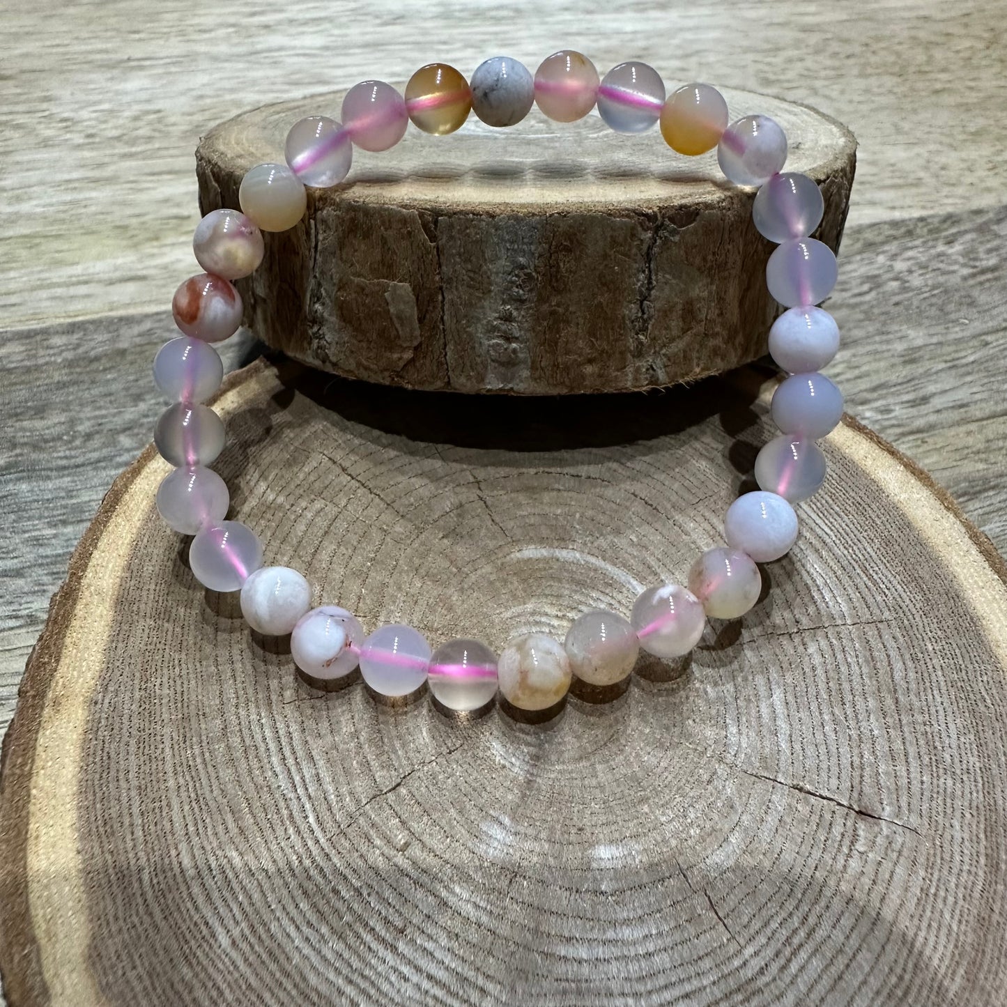 Bracelet Agate Fleur de Cerisier 6mm – Douceur, Apaisement et Reconstruction émotionnelle (Qualité A)