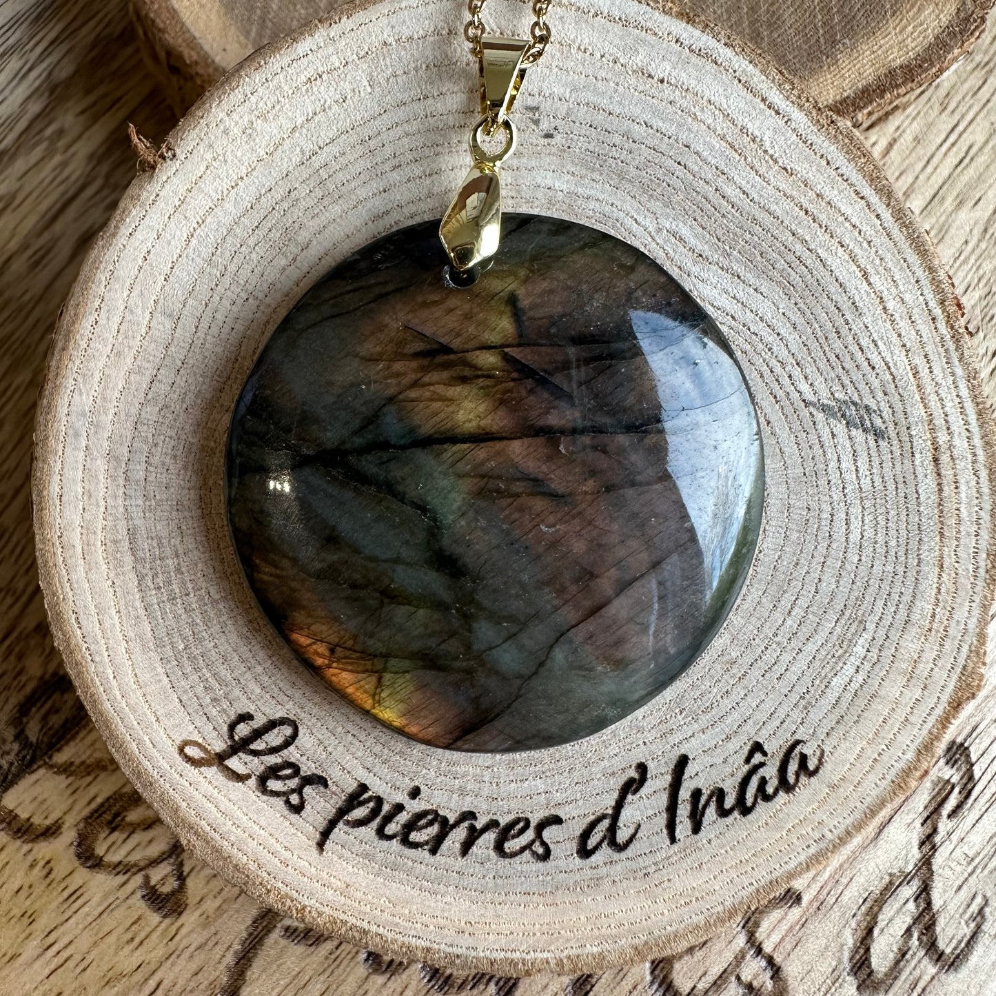 Pendentif Labradorite  XL – Protection, Intuition et Bouclier énergétique (REF 472)