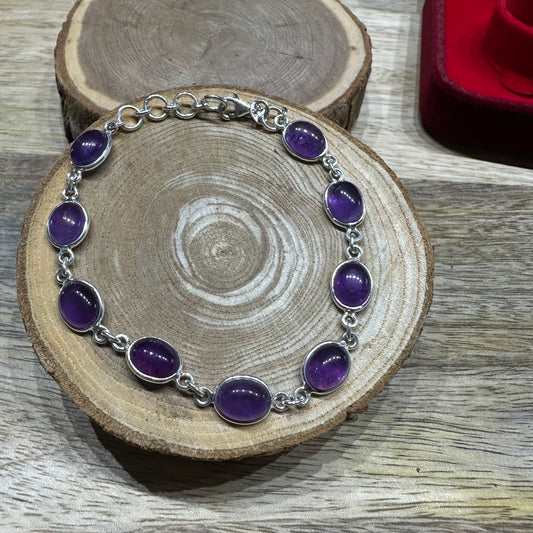 Bracelet argent 925 réglable Améthyste (Modèle 3)