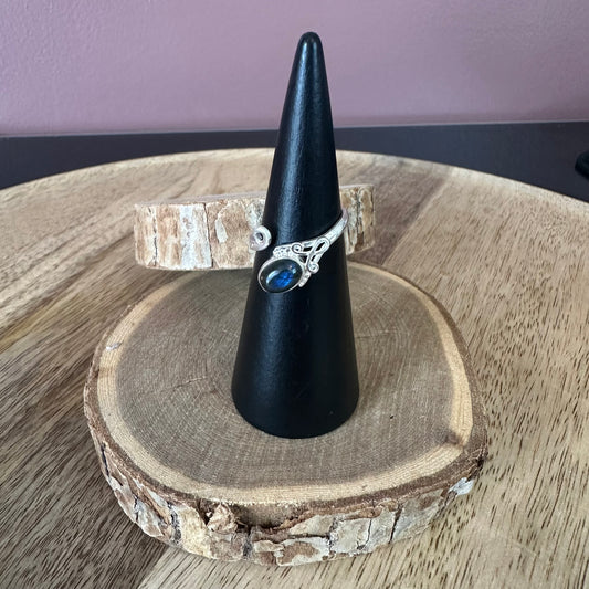 Bague argent 925 réglable Labradorite (Modèle féminité)