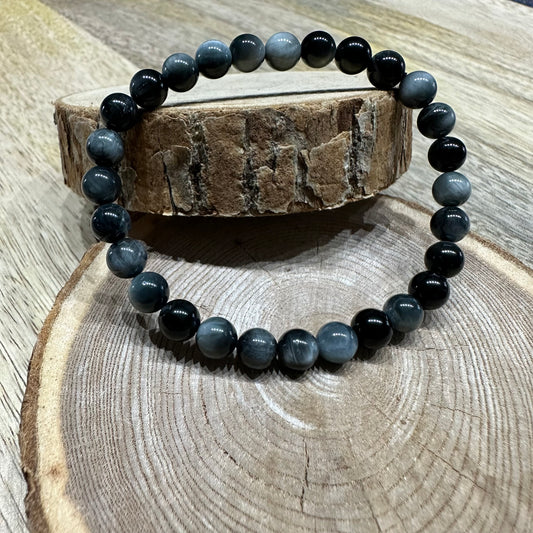 Bracelet Tourmaline Œil de Chat 6mm – Protection, Intuition et Clarté Mentale (Qualité AA)