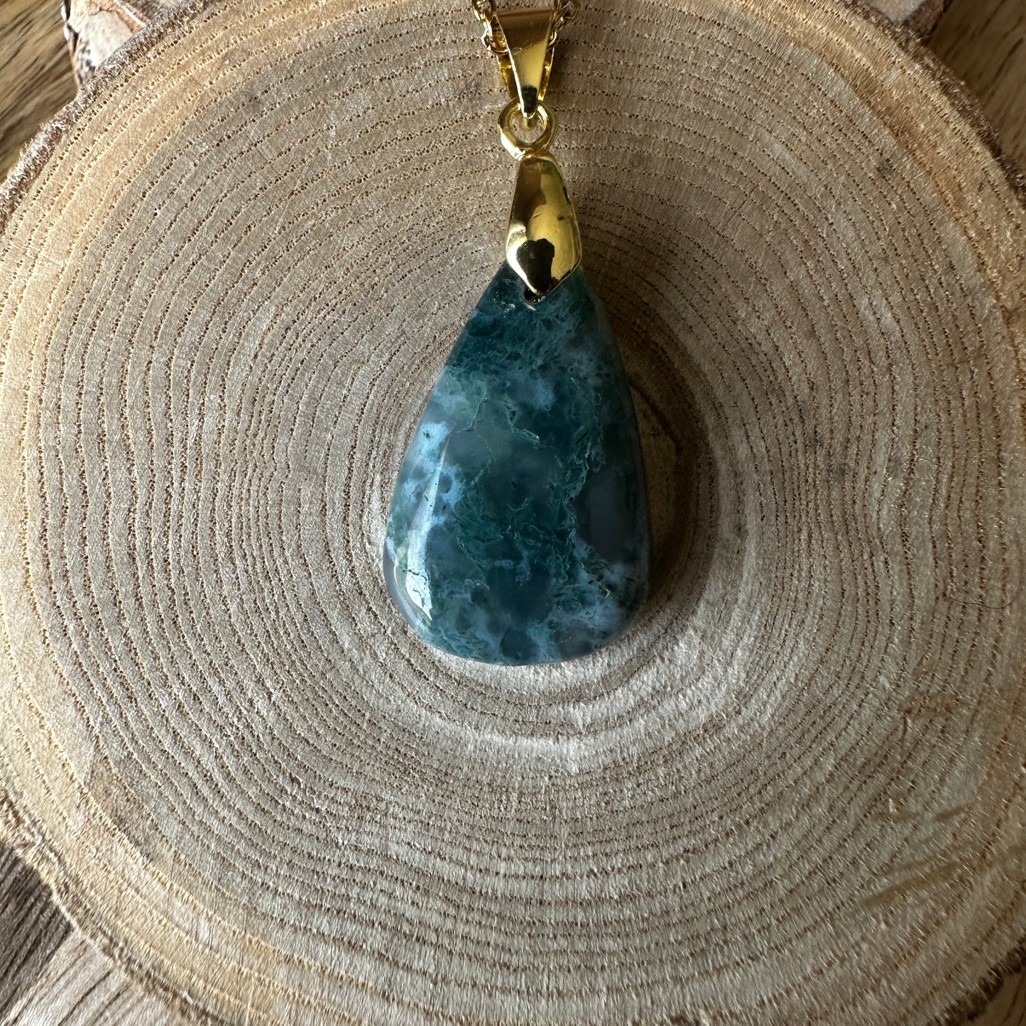 Pendentif Agate Mousse – Ancrage, Apaisement et Libération émotionnelle rèf: 144