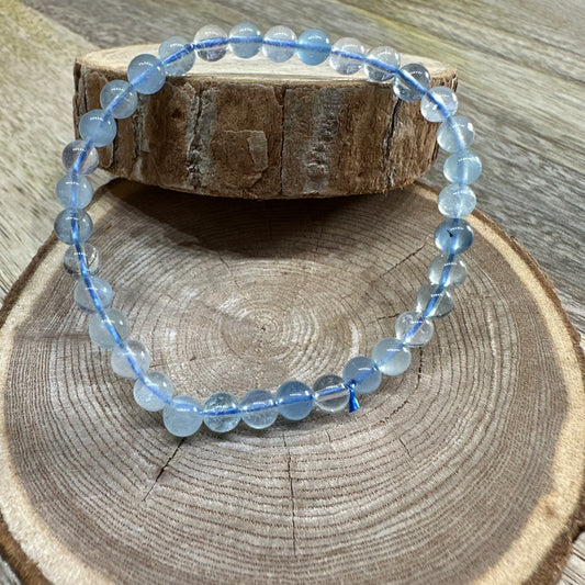 Bracelet Aigue Marine 6mm – Communication, Acceptation et Soutien émotionnel (Qualité AA+)