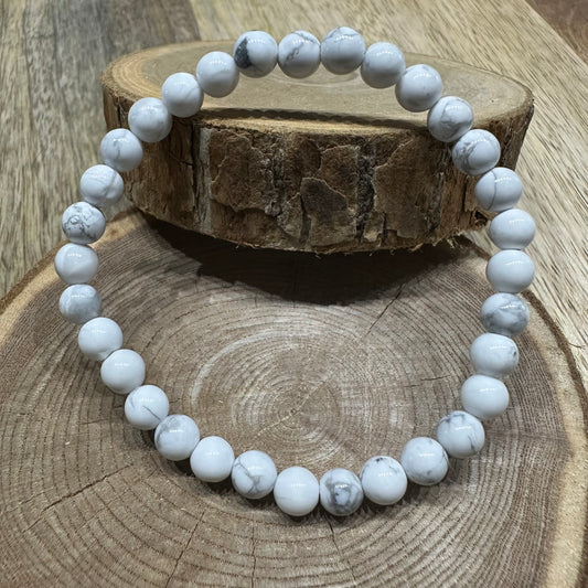 Bracelet Howlite 6mm ( Qualité A)
