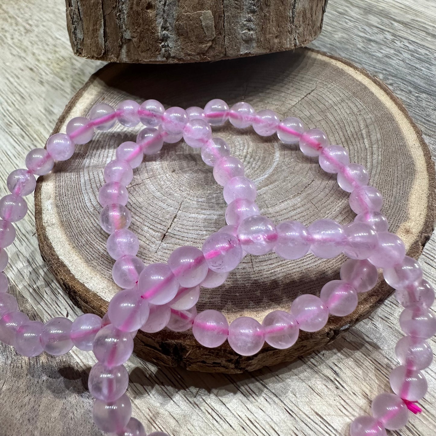 Bracelet Quartz Rose du Brésil 6mm (Qualité A)