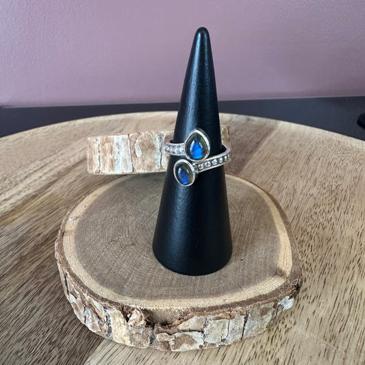 Bague argent 925 réglable Labradorite (Modèle 4)