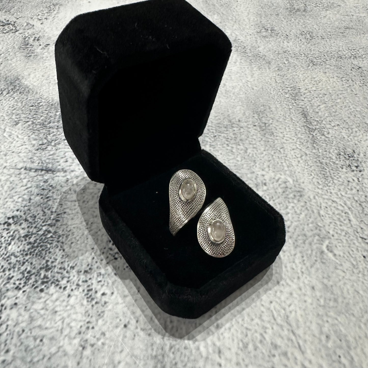 Bague argent 925 réglable Quartz Rose (Modèle 3)