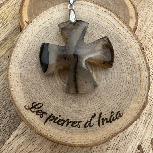 Pendentif Merlinite / Agate Dendritique – Connexion spirituelle et connaissance de soi - ref 71