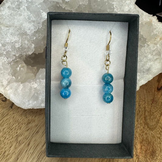 Boucles d'oreilles en Apatite Bleue – Pierre d’expression et de clarté intérieure | Réf. 17