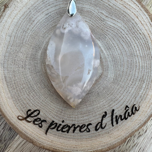 Pendentif Agate Fleur de Cerisier – Douceur, apaisement et positivité – REF 148